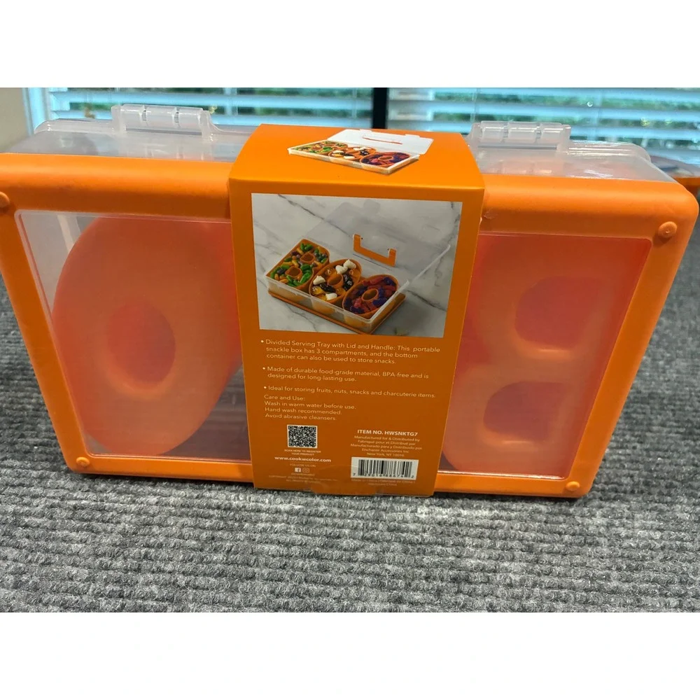 Cook With Color Halloween BOO Snack Box Divided Serving Tray Party Work Orange